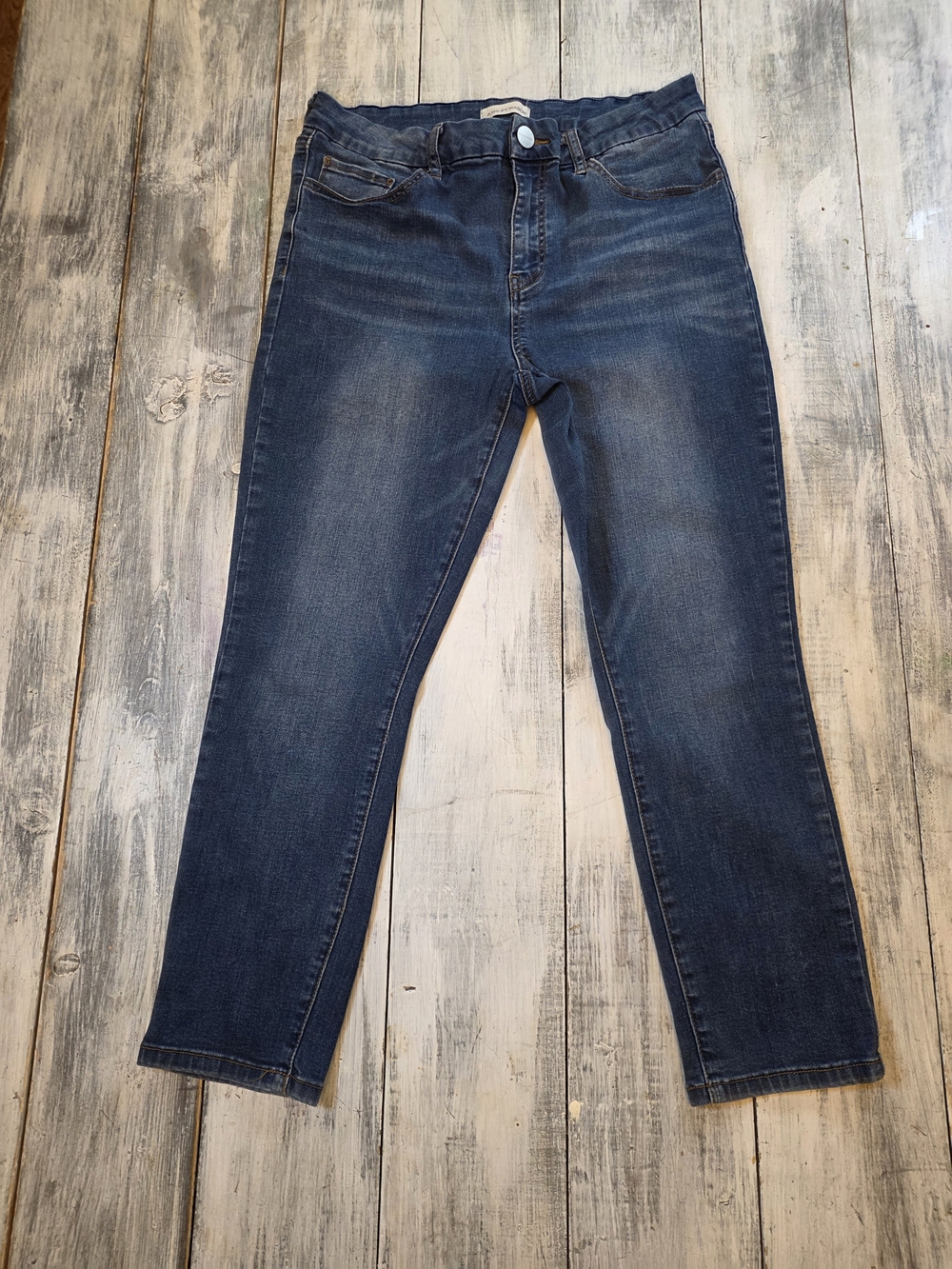 Ashley Mason Straight-Leg Mid Rise Cropped Dark Blue Denim Jeans sz 17